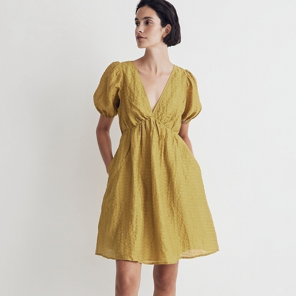 NWOT Madewell Annamarie Mini Dress citrus lime